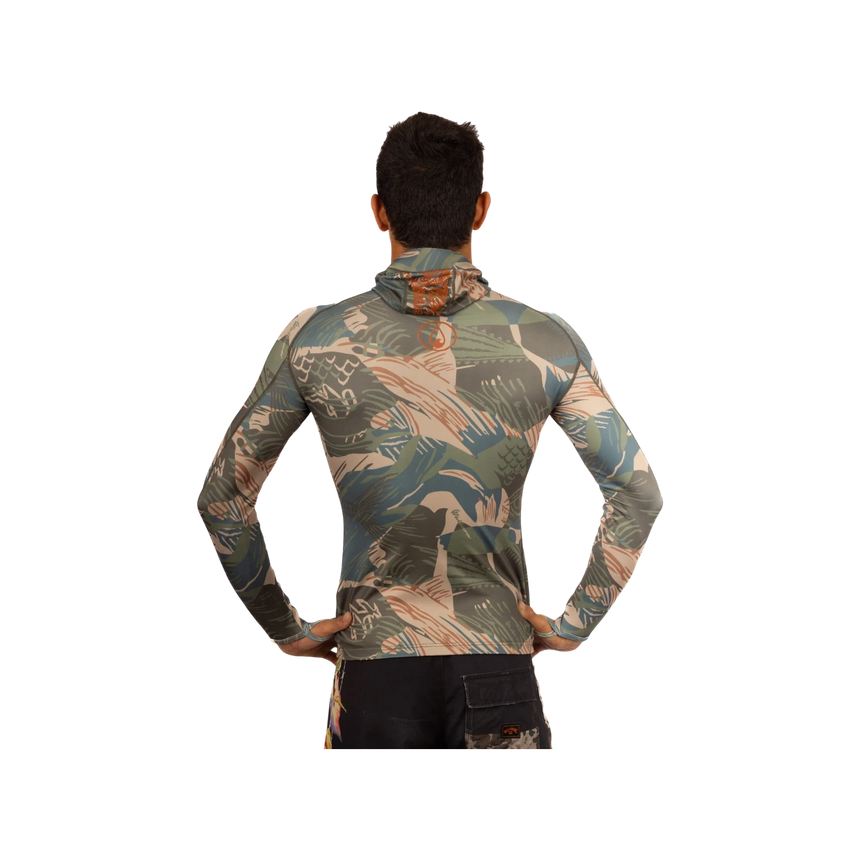 Waihana Hawaiian Brushstroke Hooded Spearfishing Rashguard