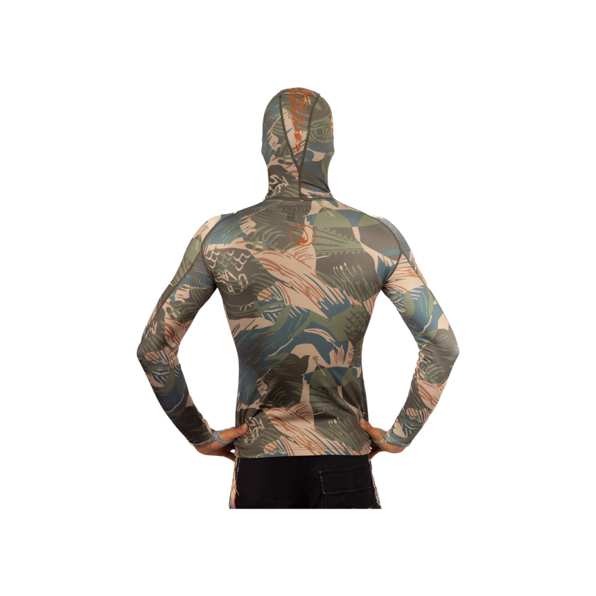 Waihana Hawaiian Brushstroke Hooded Spearfishing Rashguard