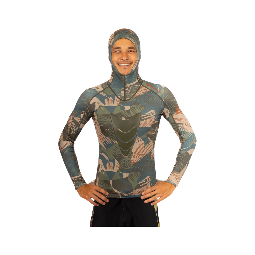 Waihana Hawaiian Brushstroke Hooded Spearfishing Rashguard